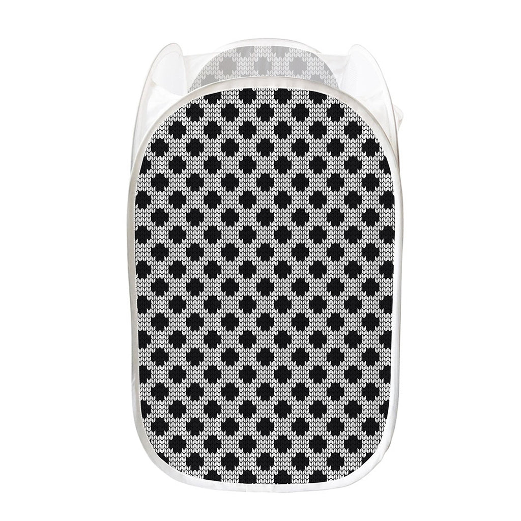Polka Dot Knitted Pattern Print Mesh Laundry Hamper