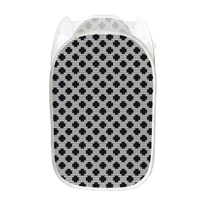 Polka Dot Knitted Pattern Print Mesh Laundry Hamper