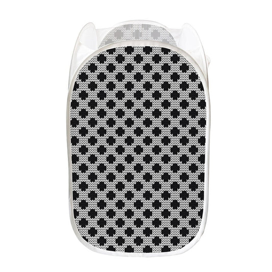 Polka Dot Knitted Pattern Print Mesh Laundry Hamper