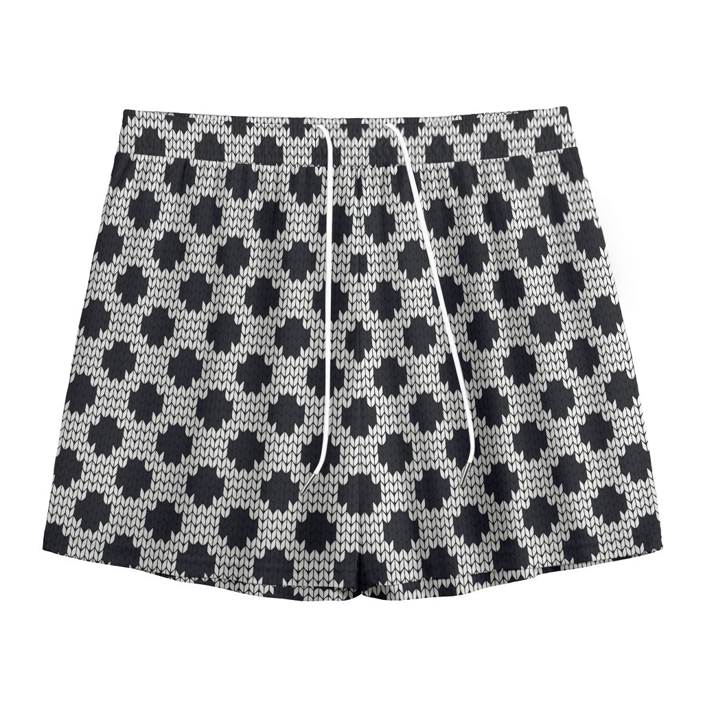 Polka Dot Knitted Pattern Print Mesh Shorts