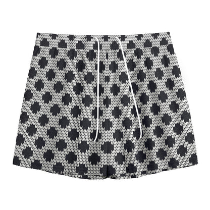 Polka Dot Knitted Pattern Print Mesh Shorts