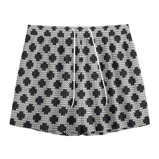 Polka Dot Knitted Pattern Print Mesh Shorts