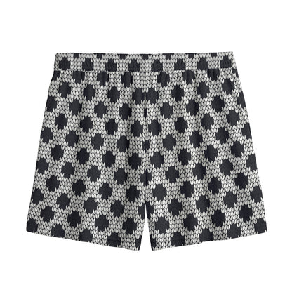 Polka Dot Knitted Pattern Print Mesh Shorts