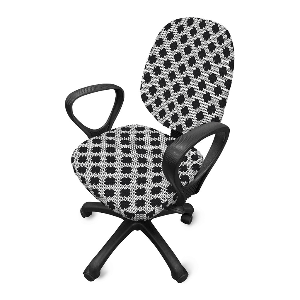 Polka Dot Knitted Pattern Print Office Chair Cover