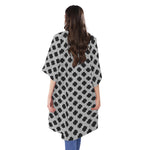 Polka Dot Knitted Pattern Print Open Front Beach Cover Up