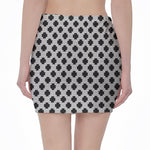 Polka Dot Knitted Pattern Print Pencil Mini Skirt