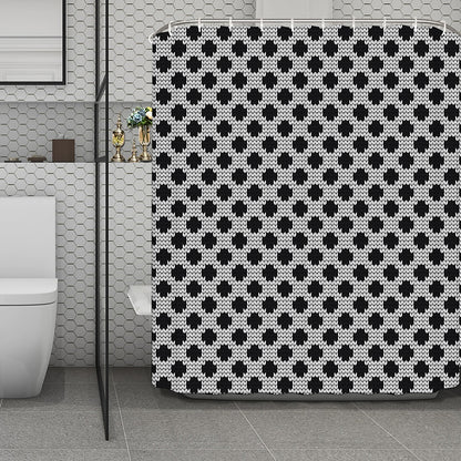 Polka Dot Knitted Pattern Print Polyester Shower Curtain