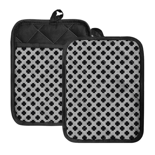 Polka Dot Knitted Pattern Print Pot Holders With Pocket