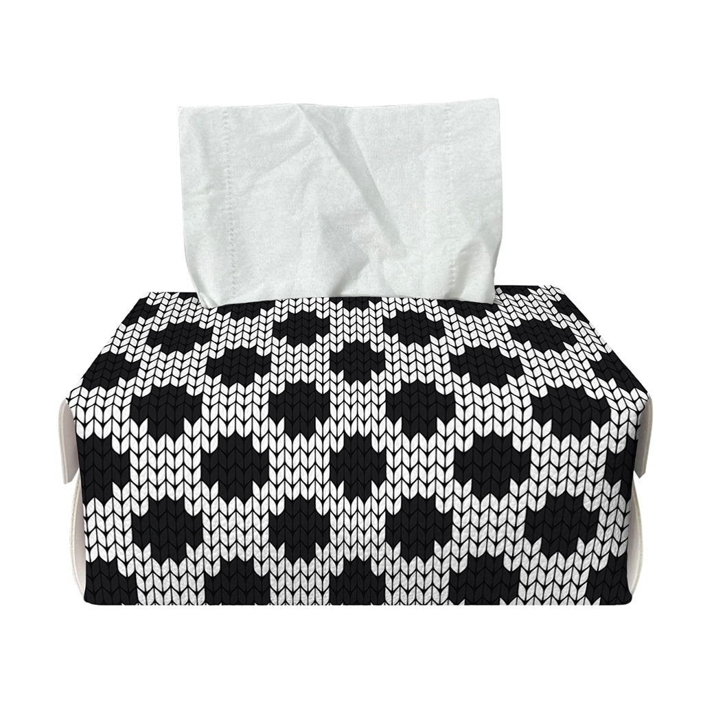 Polka Dot Knitted Pattern Print Rectangle Tissue Box Cover
