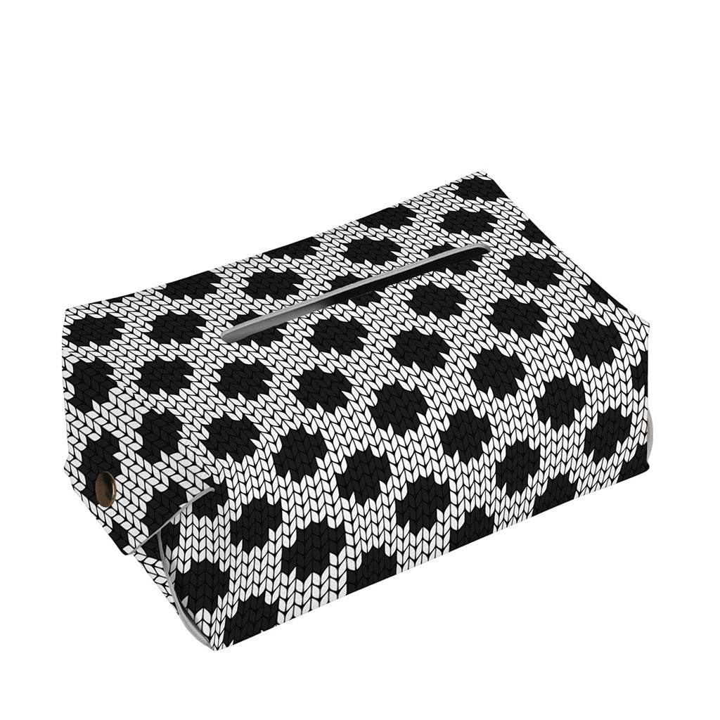 Polka Dot Knitted Pattern Print Rectangle Tissue Box Cover