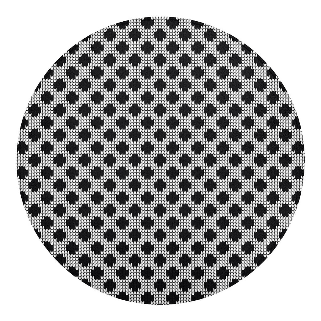 Polka Dot Knitted Pattern Print Round Blanket