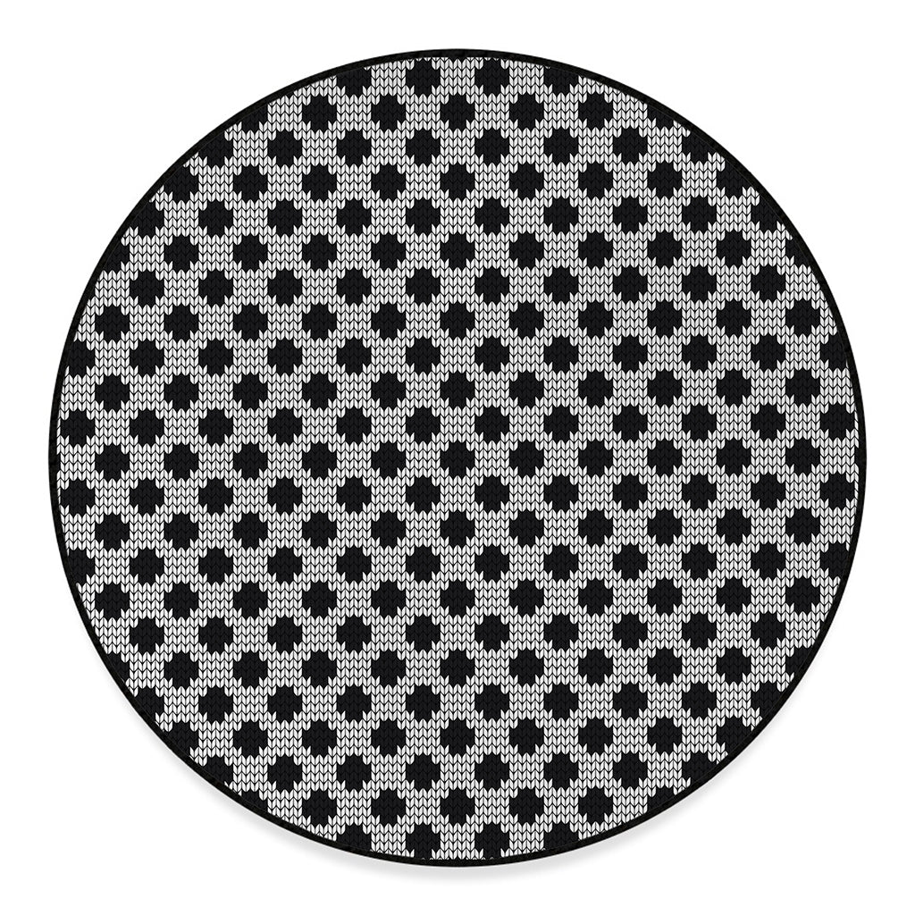 Polka Dot Knitted Pattern Print Round Floor Mat