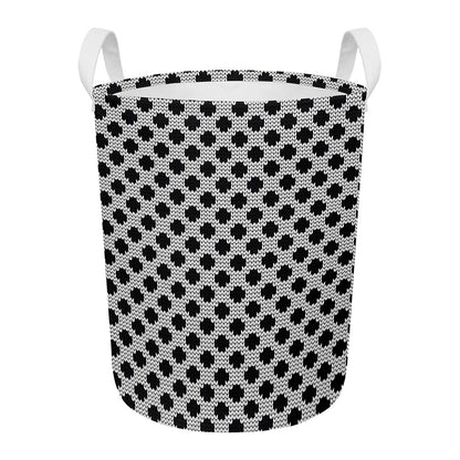 Polka Dot Knitted Pattern Print Round Laundry Basket