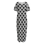Polka Dot Knitted Pattern Print Short Sleeve Long Nightdress