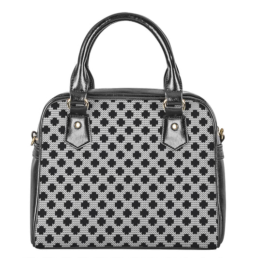 Polka Dot Knitted Pattern Print Shoulder Handbag