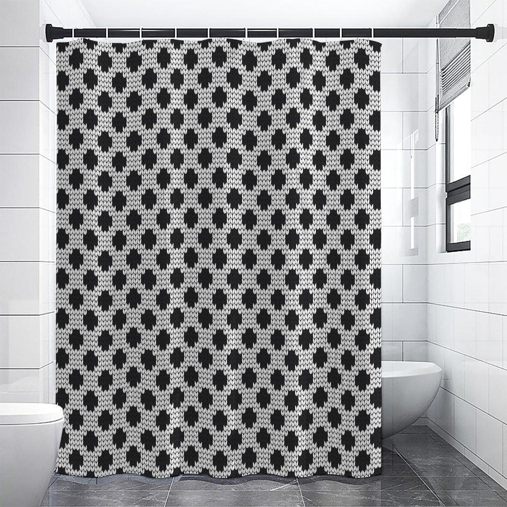 Polka Dot Knitted Pattern Print Shower Curtain