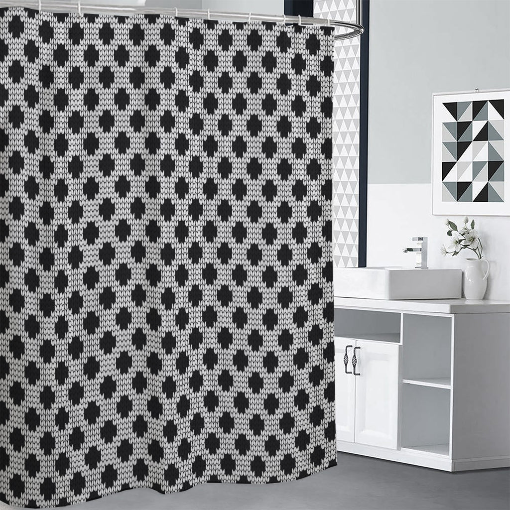 Polka Dot Knitted Pattern Print Shower Curtain