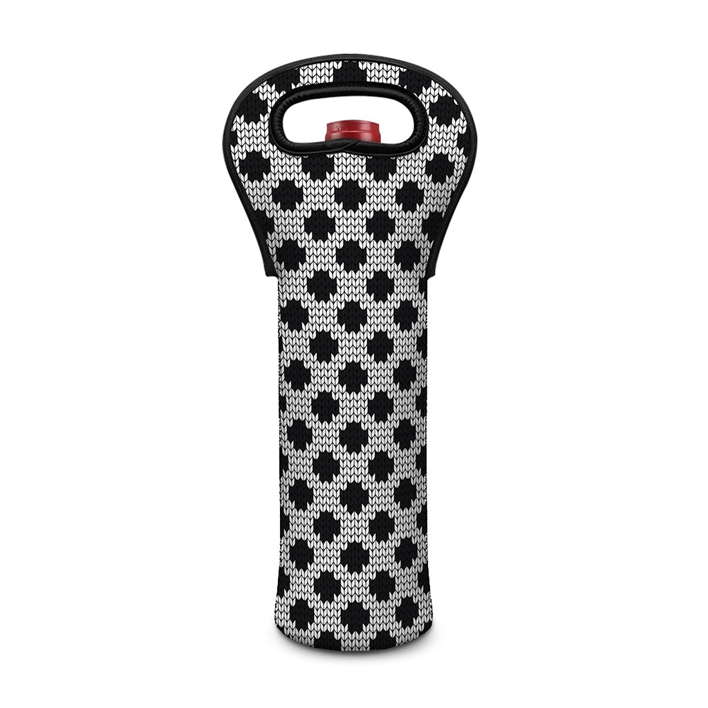 Polka Dot Knitted Pattern Print Single Neoprene Wine Tote