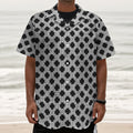 Polka Dot Knitted Pattern Print Textured Short Sleeve Shirt