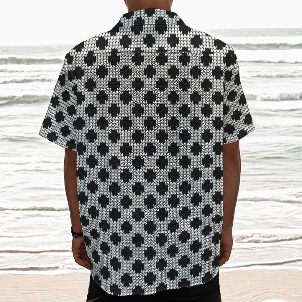 Polka Dot Knitted Pattern Print Textured Short Sleeve Shirt
