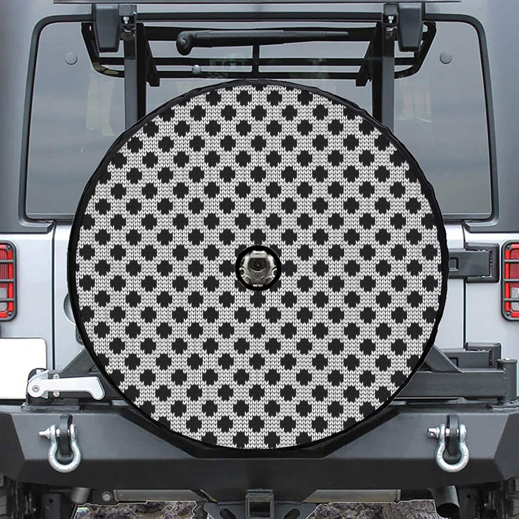 Polka Dot Knitted Pattern Print Tire Cover With Camera Hole