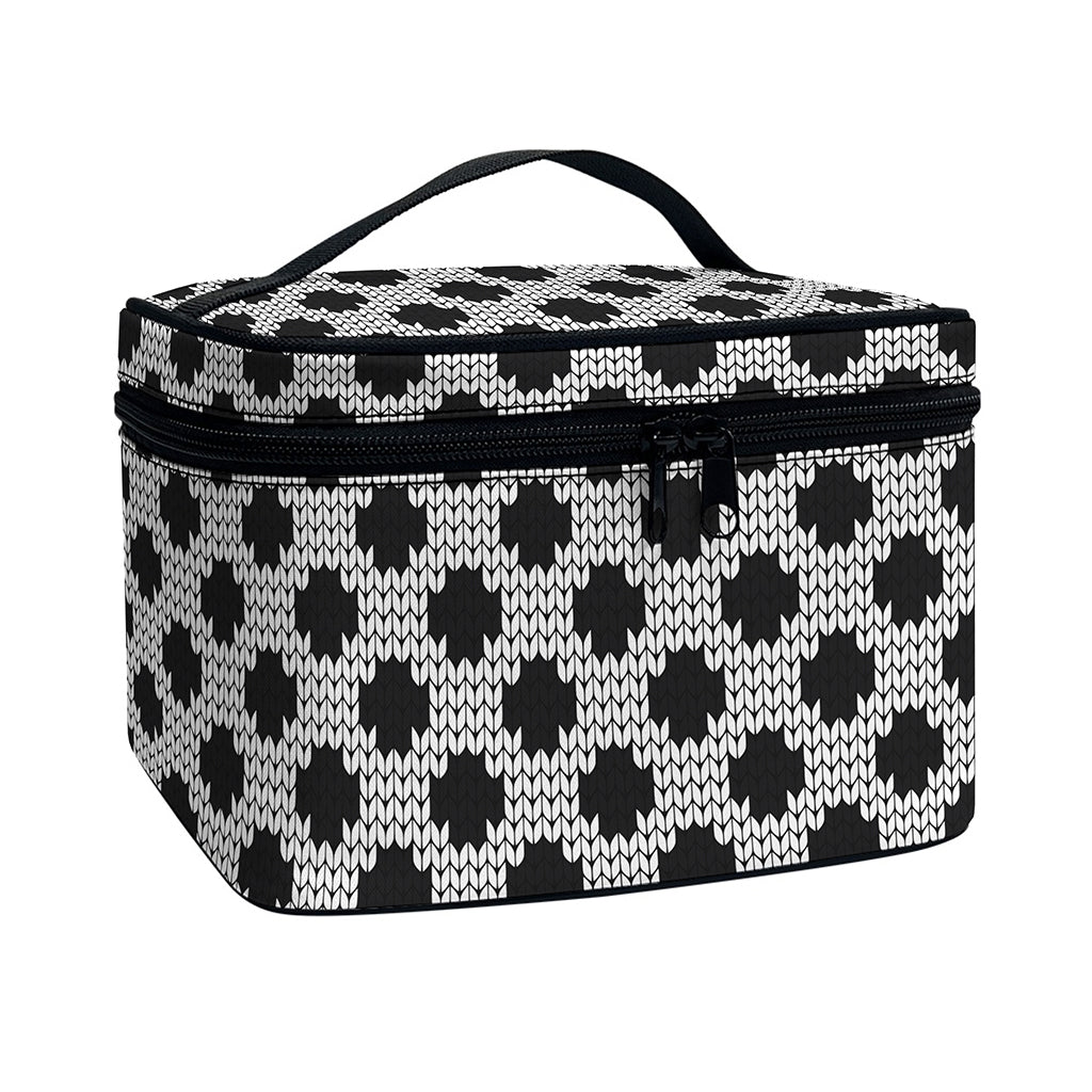 Polka Dot Knitted Pattern Print Travel Makeup Bag