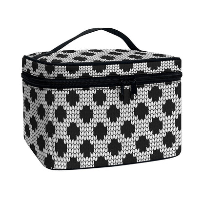 Polka Dot Knitted Pattern Print Travel Makeup Bag