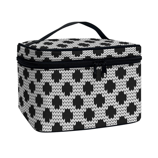 Polka Dot Knitted Pattern Print Travel Makeup Bag