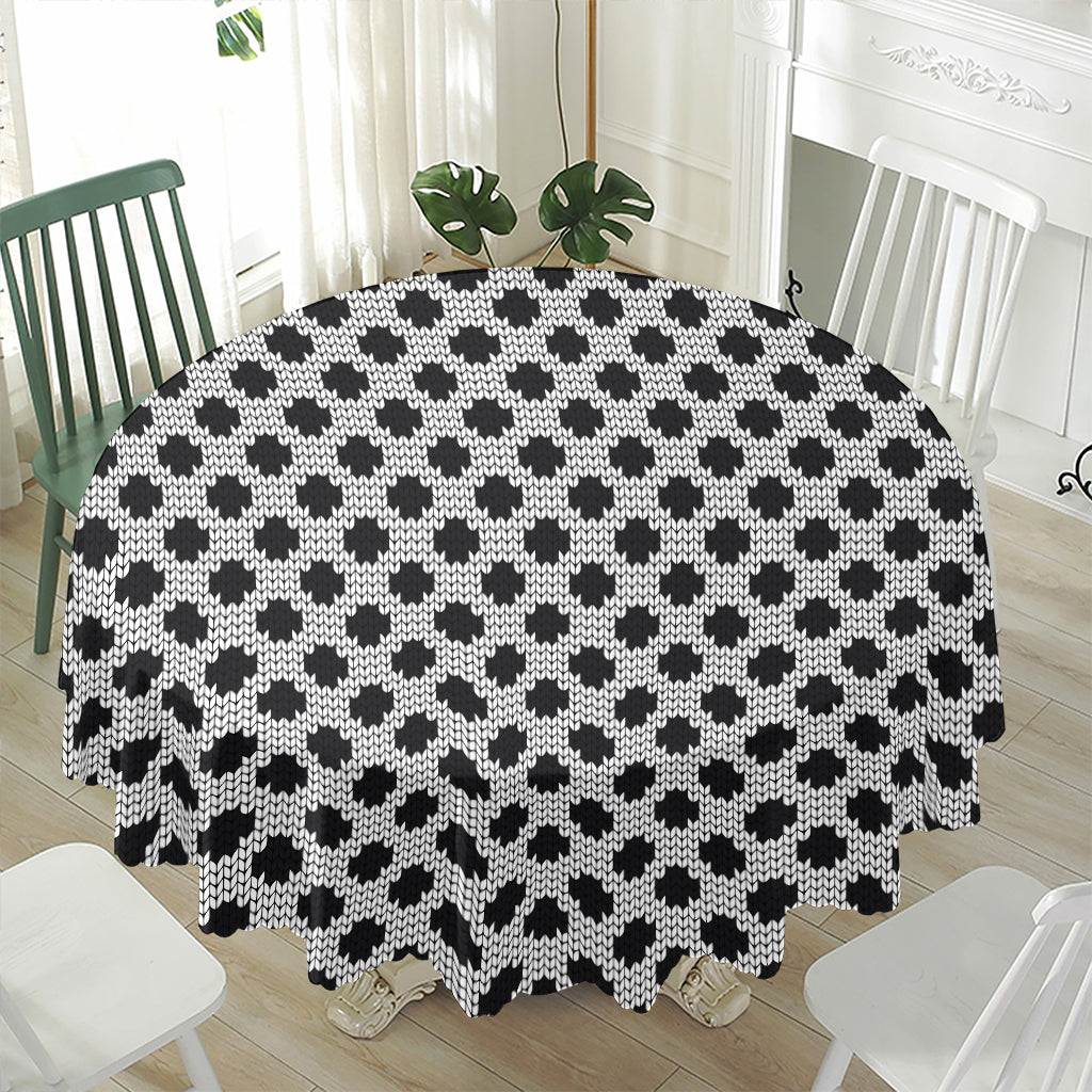 Polka Dot Knitted Pattern Print Waterproof Round Tablecloth