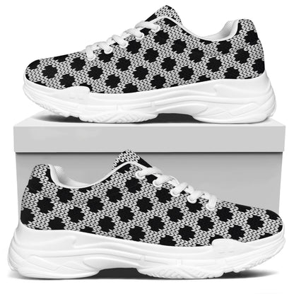 Polka Dot Knitted Pattern Print White Chunky Shoes