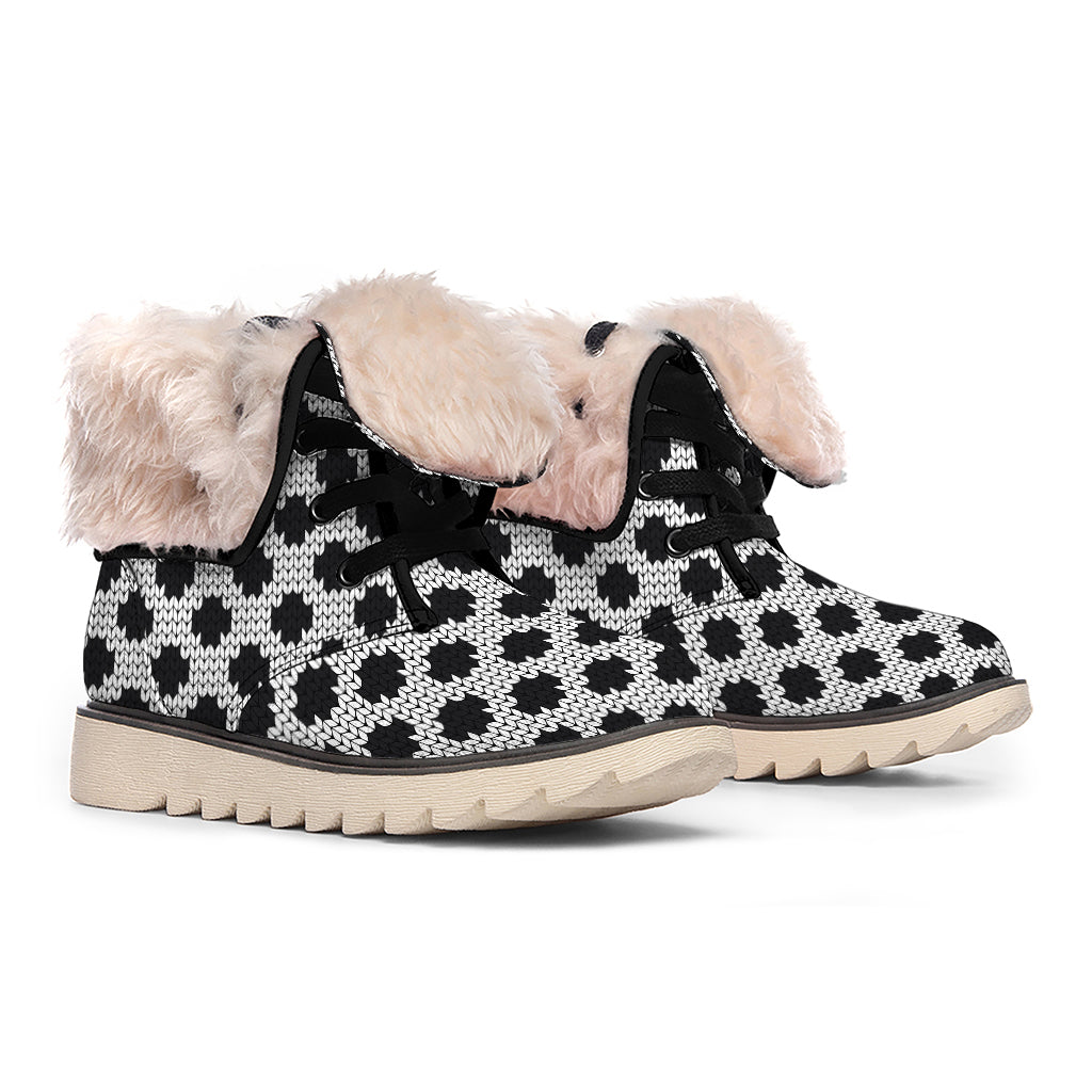 Polka Dot Knitted Pattern Print Winter Boots