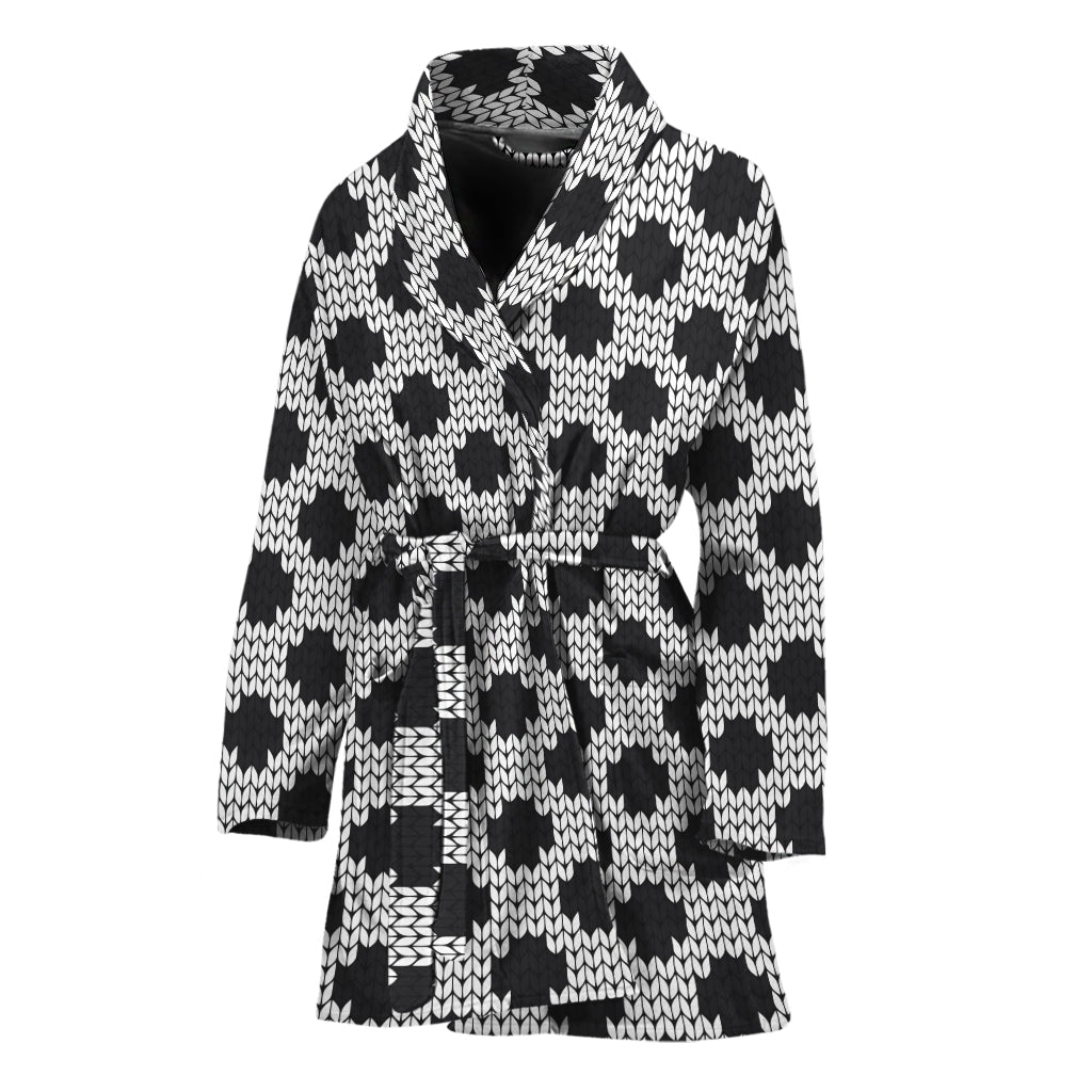 Polka Dot Knitted Pattern Print Women's Bathrobe