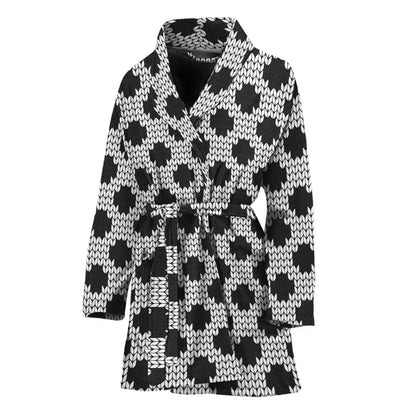 Polka Dot Knitted Pattern Print Women's Bathrobe