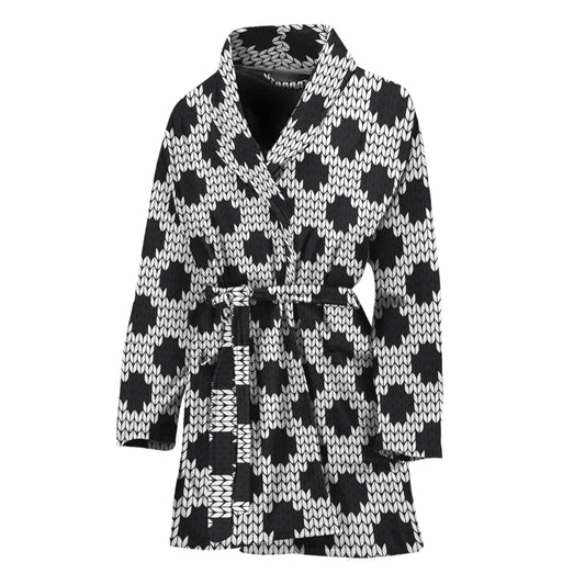 Polka Dot Knitted Pattern Print Women's Bathrobe