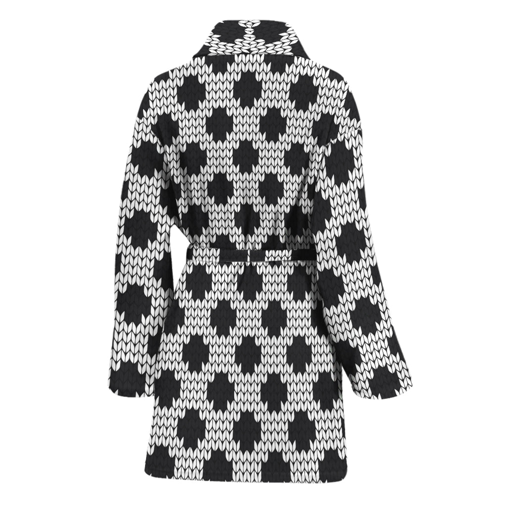 Polka Dot Knitted Pattern Print Women's Bathrobe