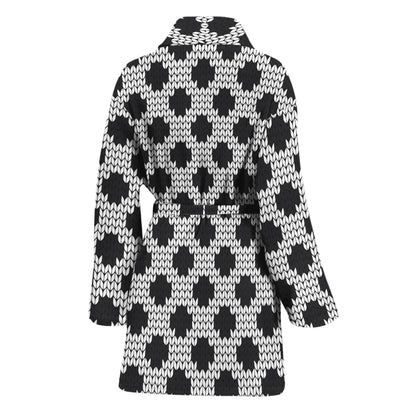 Polka Dot Knitted Pattern Print Women's Bathrobe