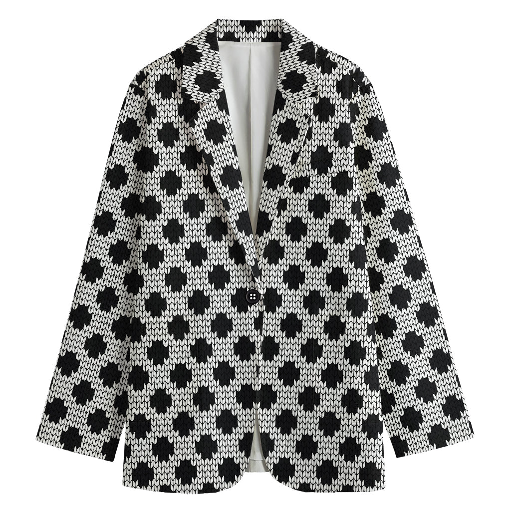 Polka Dot Knitted Pattern Print Women's Blazer