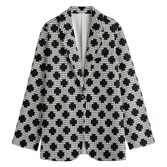 Polka Dot Knitted Pattern Print Women's Blazer
