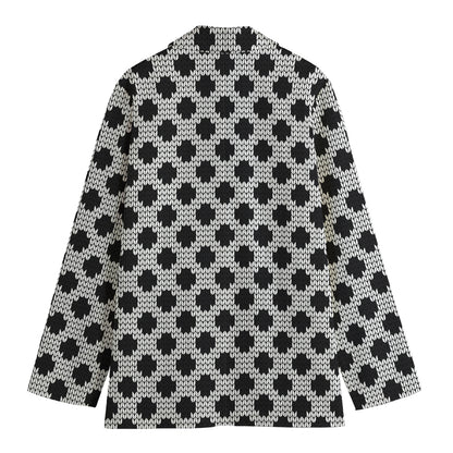 Polka Dot Knitted Pattern Print Women's Blazer