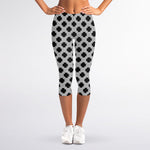Polka Dot Knitted Pattern Print Women's Capri Leggings
