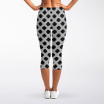 Polka Dot Knitted Pattern Print Women's Capri Leggings