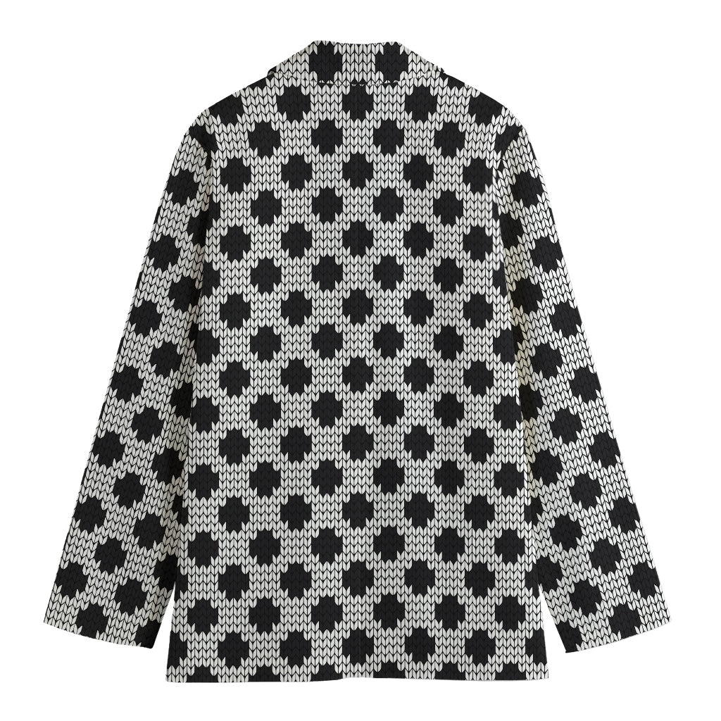 Polka Dot Knitted Pattern Print Women's Cotton Blazer