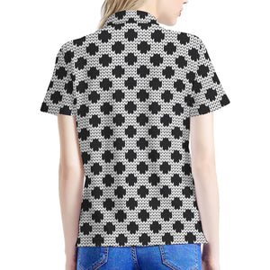 Polka Dot Knitted Pattern Print Women's Polo Shirt