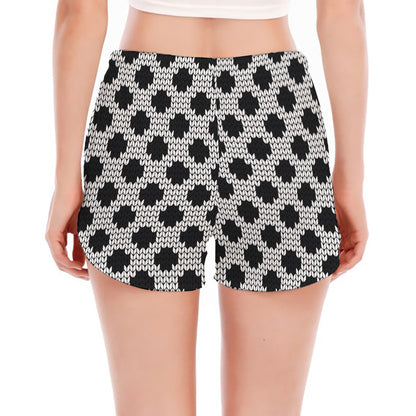 Polka Dot Knitted Pattern Print Women's Split Running Shorts