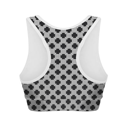 Polka Dot Knitted Pattern Print Women's Sports Bra