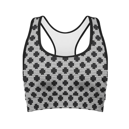 Polka Dot Knitted Pattern Print Women's Sports Bra