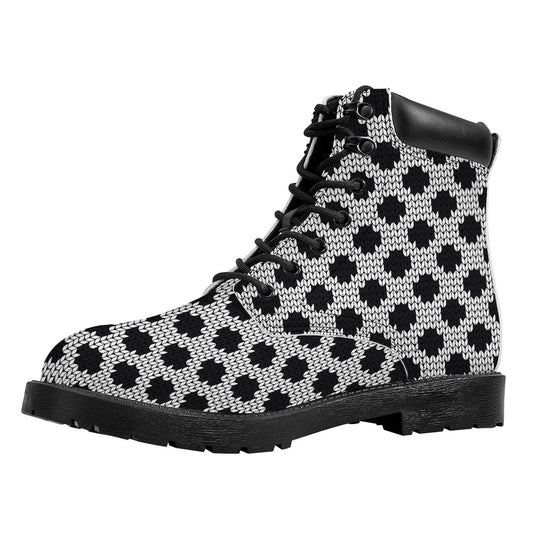 Polka Dot Knitted Pattern Print Work Boots
