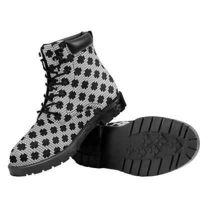 Polka Dot Knitted Pattern Print Work Boots