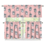 Polka Dot Koala Pattern Print 3 Piece Kitchen Curtains