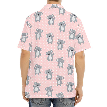 Polka Dot Koala Pattern Print Aloha Shirt